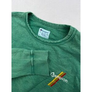 NEW Champion Mens 2XL Green Mineral Dye Graphic Crewneck Sweatshirt Road Sign